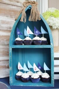nautical cupcakes with sail printable toppers