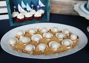 Nautical party desserts pearl cake balls