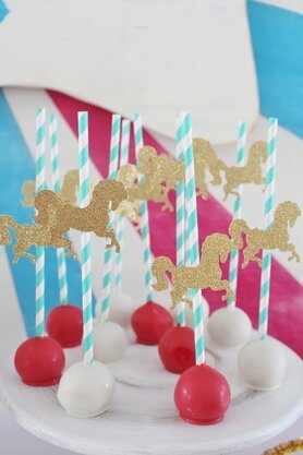 carousel cake ball pops at a circus birthday party