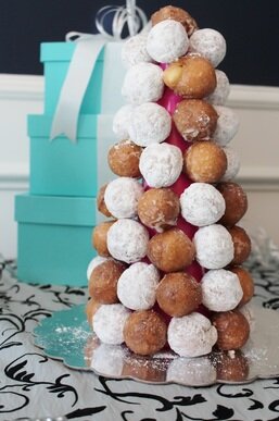 donut tower at a tiffany birthday party