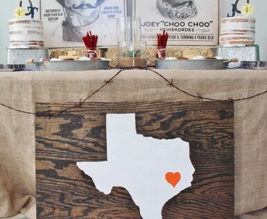 texas wooden signage at a cowboy party